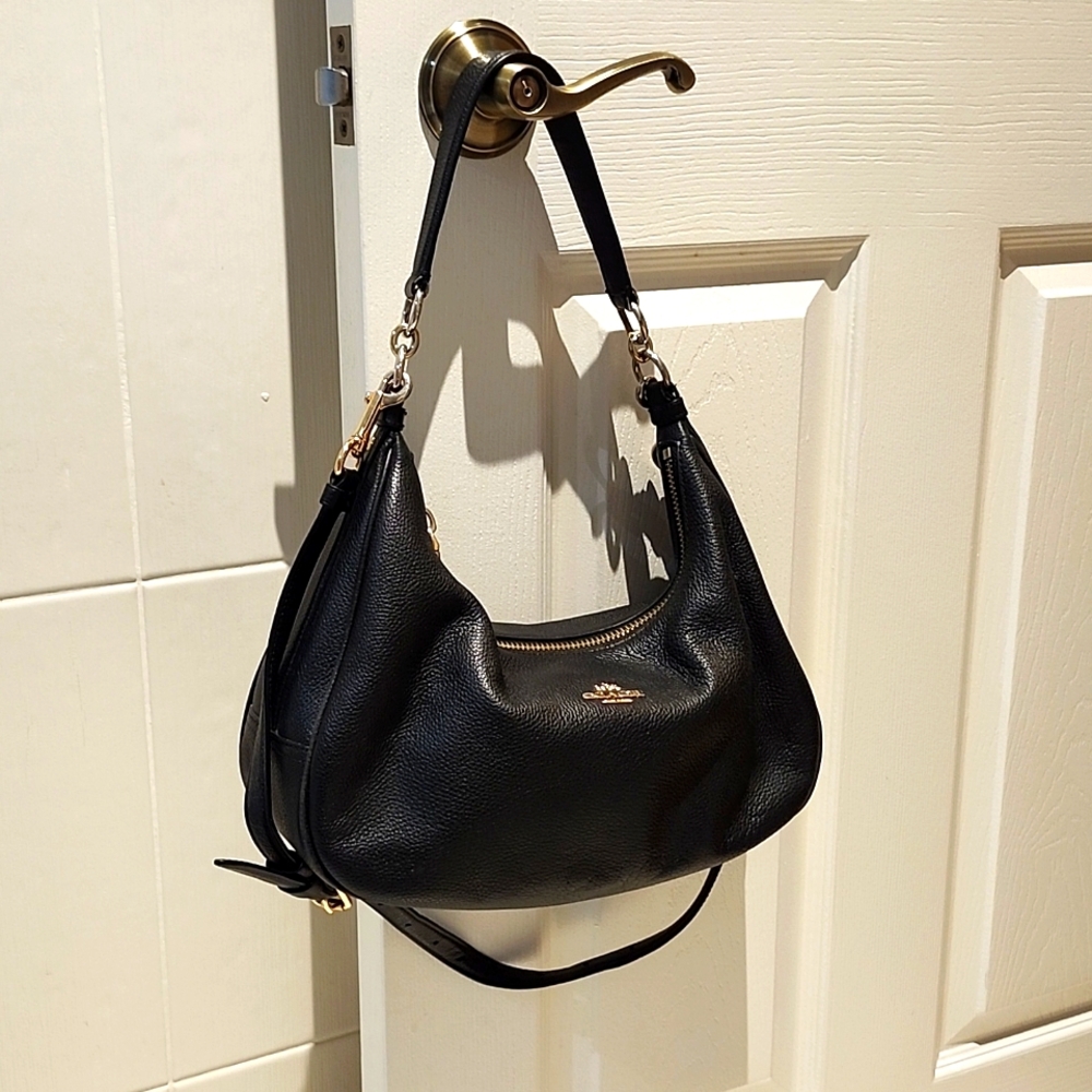 Coach Black Pebbled Leather Shoulder Bag